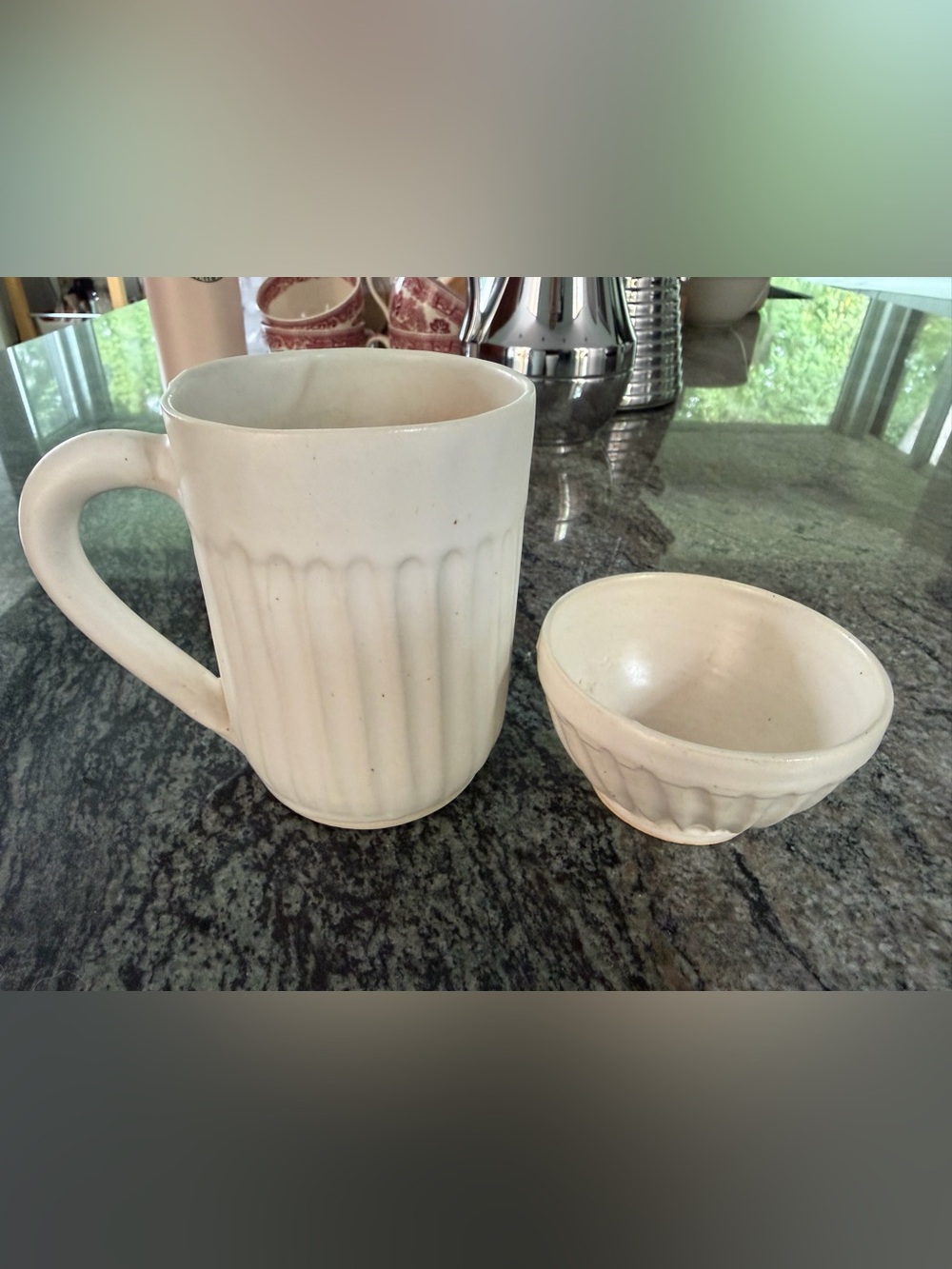 Artisanal Handmade Ceramic 18 fl oz Coffee Mug & Small Bowl 2-Piece Set
